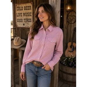 CRUEL GIRL Girls' Large Pink Black White Plaid Pearl Snaps Long Sleeve Shirt 732